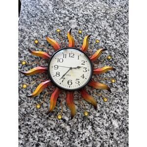 Outdoor Clock Silent Non-Ticking, 13" Sun Outdoor Wall Clock for Patio Living Rm